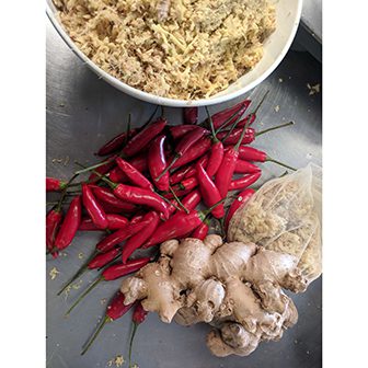 Fresh Ginger and chili for Chili Ginger Beer at Goanna Brewing